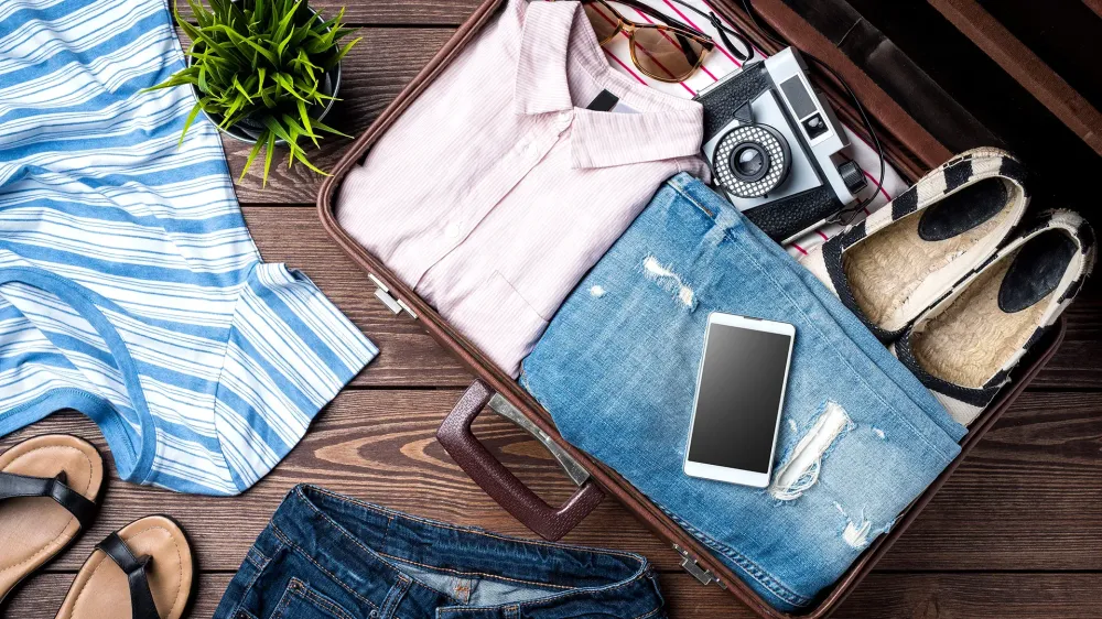 neatly packed suitcase.
